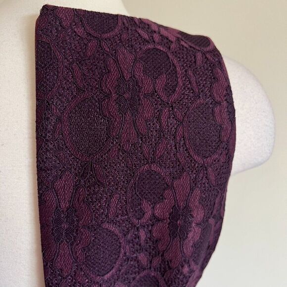 Calvin Klein Aubergine Purple Lace Brocade Fit & Flare Dress | Size 10 NWT - Picture 7 of 9